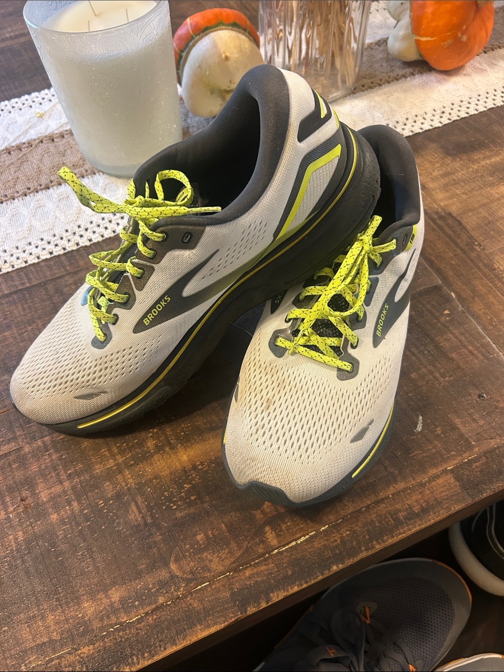 Brooks Men’s Athletic Shoes - Light Gray with Neon Yellow Accents